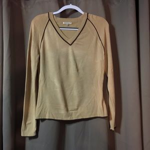 Avalin | Tan sweater with Brown stitching